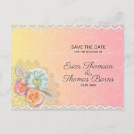 白いレースと花 案内ポストカード