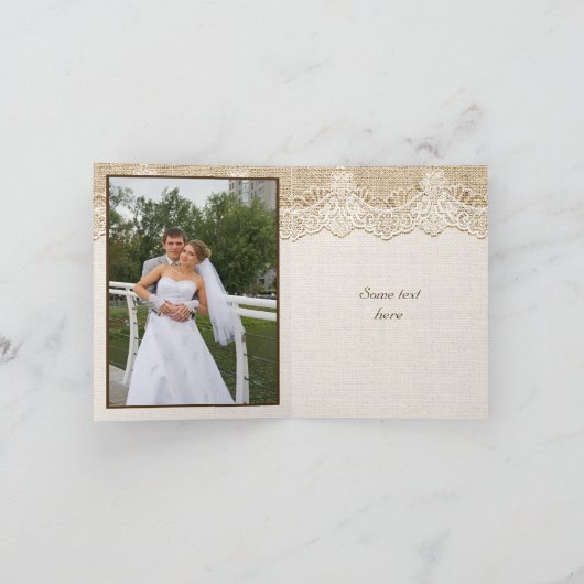 白いレースと麻のウェディングサンクスカード サンキューカード (内部)