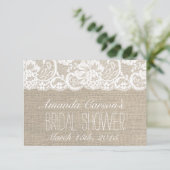 白いレースと麻の布の結婚前お披露目レシピカード (スタンド正面)