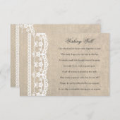 白いレースと麻の結婚式の願い井戸のカード エンクロージャーカード (正面/裏面)