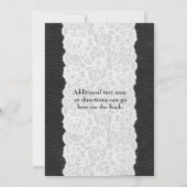 白いレースと黒の革のパーティー招待状 招待状 (裏面)