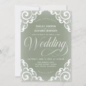 白いレースのウェディングドレス 招待状 (正面)