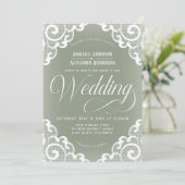 白いレースのウェディングドレス 招待状 (スタンド正面)