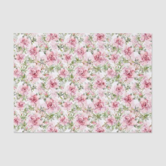白いレースのピンクのバラのギフトバッグの一致のティッシュ 薄葉紙 (正面)
