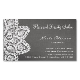 白いレースのマグネティック・カード-毛および美容院 マグネット名刺