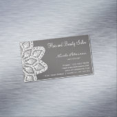 白いレースのマグネティック・カード-毛および美容院 マグネット名刺 (インサイチュ)