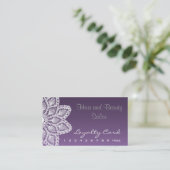 白いレースのロイヤリティカード-毛および美容院 ロイヤリティカード (スタンド正面)