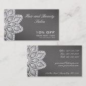 白いレースの割引クーポン-毛および美容院 割引カード (正面/裏面)