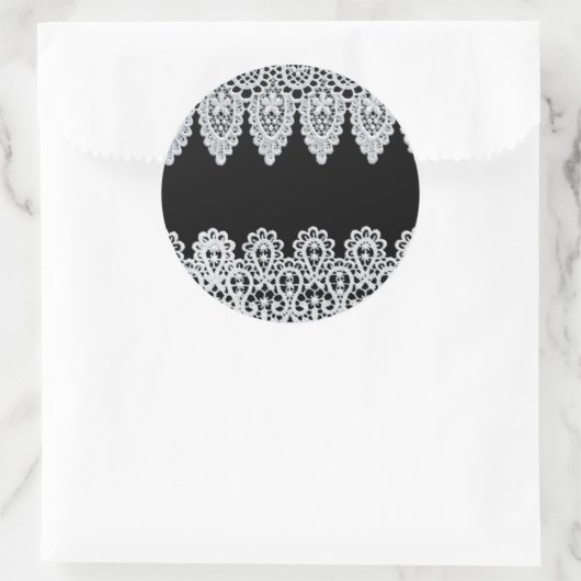 白いレースの型枠は黒に対し縁どて繊細である ラウンドシール (バッグ)