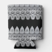 白いレースの型枠は黒に対し縁どて繊細である 缶クーラー (裏面)