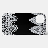 白いレースの型枠は、黒に対して繊縁ど細な対応をします。 Case-Mate iPhoneケース (裏面 (横))
