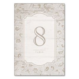 白いレースの木の素朴な田舎の結婚式のテーブルカード テーブルナンバー