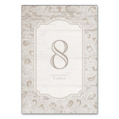 白いレースの木の素朴な田舎の結婚式のテーブルカード テーブルナンバー (裏面)