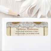 白いレースの木製差出人住所ラベル ラベル (インサイチュ)