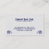 白いレースの背景に青いフローラゾウ 名刺 (裏面)