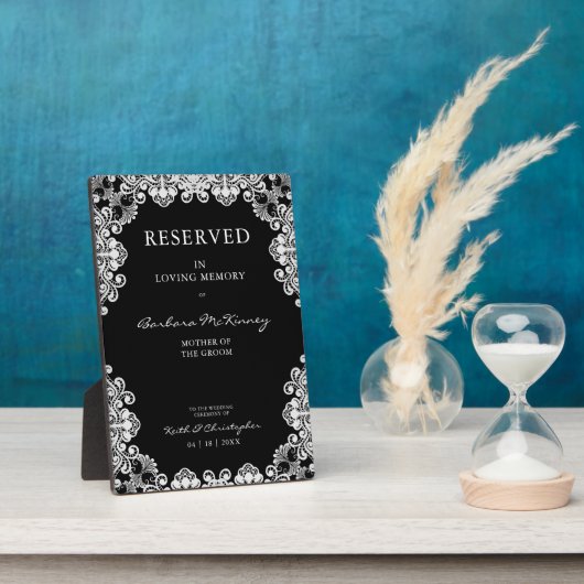 白いレースの花輪 結婚の記憶 愛する人 フォトプラーク (側面)