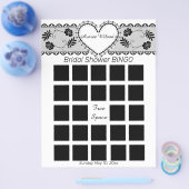 白いレースの黒いウェディングシャワービンゴ チラシ (シングル)