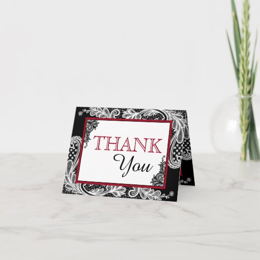白いレースの黒のモダンなゴシックは感謝していしています サンキューカード (正面)
