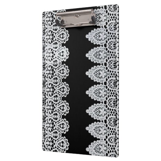 白いレースは黒に対して敏感なボーダーを形作ります クリップボード (左)