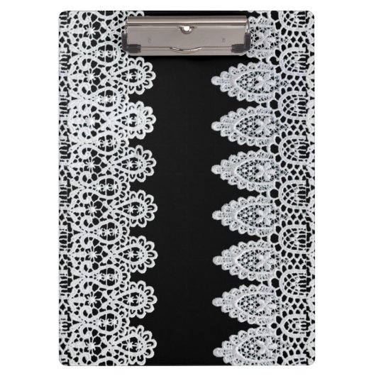 白いレースは黒に対して敏感なボーダーを形作ります クリップボード (正面)