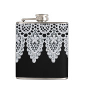 白いレースは黒に対して敏感なボーダーを形作ります フラスク (正面)