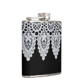 白いレースは黒に対して敏感なボーダーを形作ります フラスク (右)