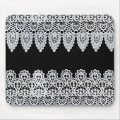 白いレースは黒に対して敏感なボーダーを形作ります マウスパッド (正面)