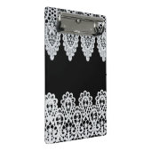 白いレースは黒に対して敏感なボーダーを形作ります ミニクリップボード (アングル)