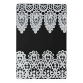 白いレースは黒に対して敏感なボーダーを形作ります ミニクリップボード (裏面)