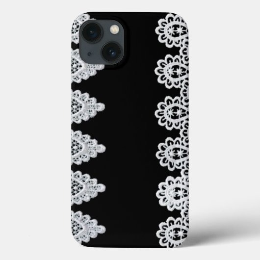 白いレースは黒に対して敏感なボーダーを形作ります Case-Mate iPhoneケース (裏面)
