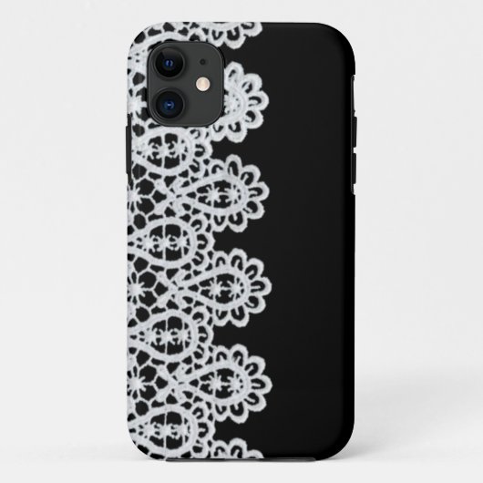 白いレースは黒に対して敏感なボーダーを形作ります Case-Mate iPhoneケース (裏面)
