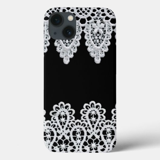 白いレースは黒に対して敏感なボーダーを形作ります Case-Mate iPhoneケース (裏面)