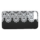 白いレースは黒に対して敏感なボーダーを形作ります Case-Mate iPhoneケース (裏面(横))