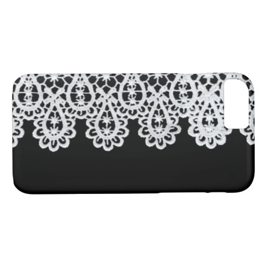 白いレースは黒に対して敏感なボーダーを形作ります Case-Mate iPhoneケース (裏面(横))