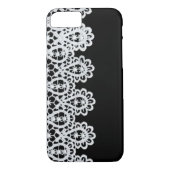 白いレースは黒に対して敏感なボーダーを形作ります Case-Mate iPhoneケース (裏面)
