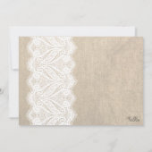 白いレース及びバーラップのブライダルシャワーのパーティーの招待 招待状 (裏面)