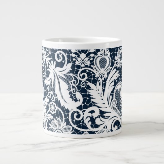 白いレース2 ジャンボコーヒーマグカップ (正面)