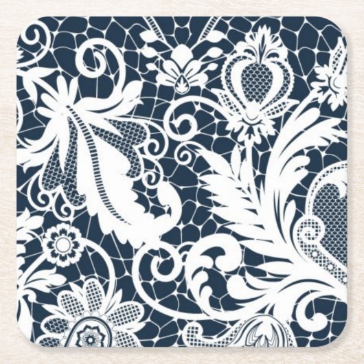 白いレース2 スクエアペーパーコースター (正面)