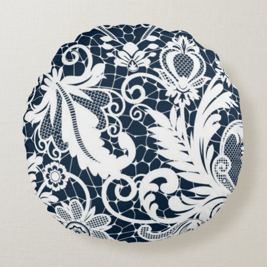 白いレース2 ラウンドクッション (正面)