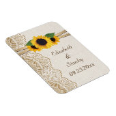 白いレース、リボン、ひまわり及びバーラップ結婚の マグネット (右側)