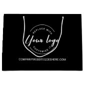 白いロゴとWebサイトのカスタムビジネス ラージペーパーバッグ (正面)