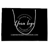 白いロゴとWebサイトのカスタムビジネス ラージペーパーバッグ (裏面)