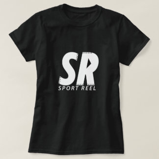 白いロゴの黒いSPORTREELの女性のTシャツ Tシャツ