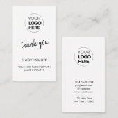 白いロゴスタイリッシュビジネスモダンに感謝 割引カード (正面/裏面)