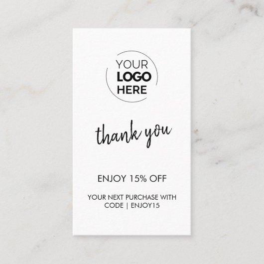 白いロゴスタイリッシュビジネスモダンに感謝 割引カード (正面)