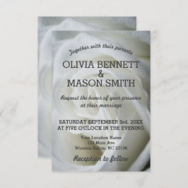 白いローズテクスチャ結婚カード 招待状