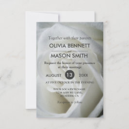 白いローズテクスチャ結婚カード 招待状