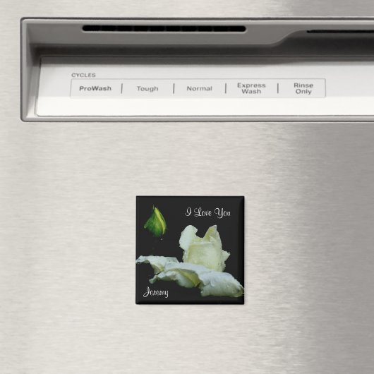 白いローズバドのカスタマイズ可能な磁石が好き マグネット (インサイチュ (食洗機))