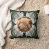 白いローズフレーム自分のペットの写真を作成 クッション (ブランケット)