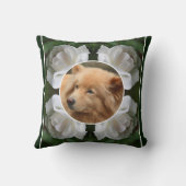 白いローズフレーム自分のペットの写真を作成 クッション (裏面)